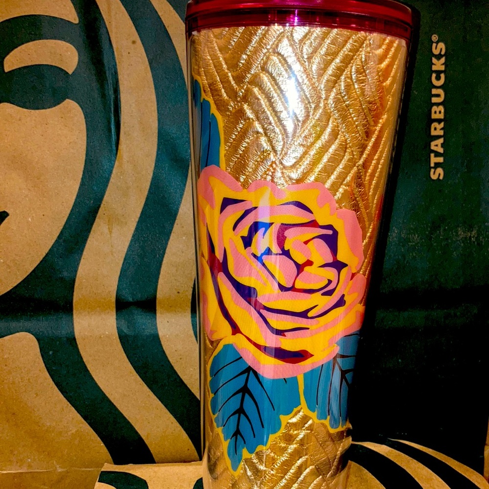 Starbucks gold quilted rose